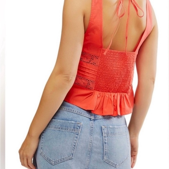 Free People Kianna Eyelet Lace Pintuck Sleeveless Cotton Top - Picture 5 of 9